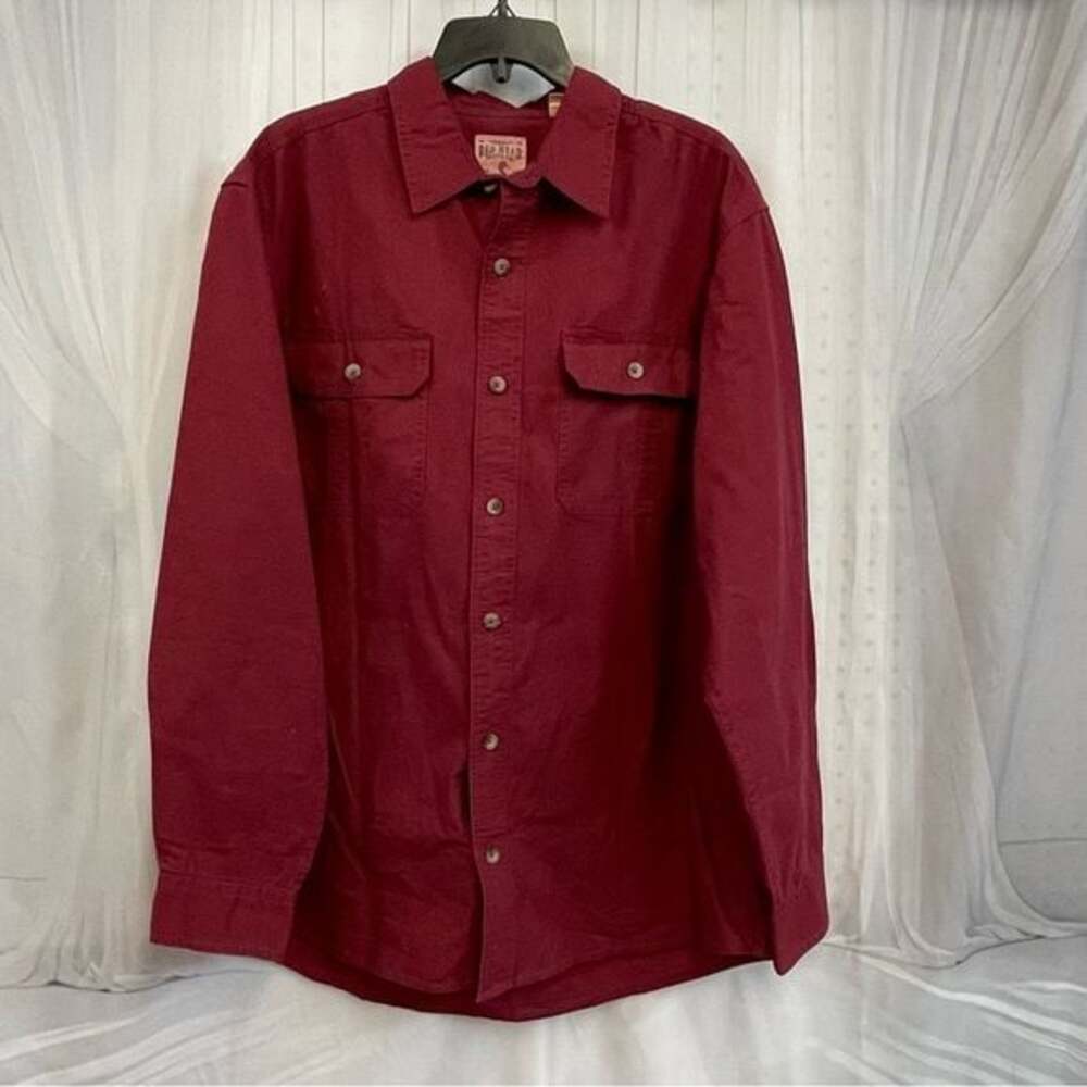 Men's Red Button-Up Long Sleeve Shirt L Large Dress Casual Redhead 100% Cotton